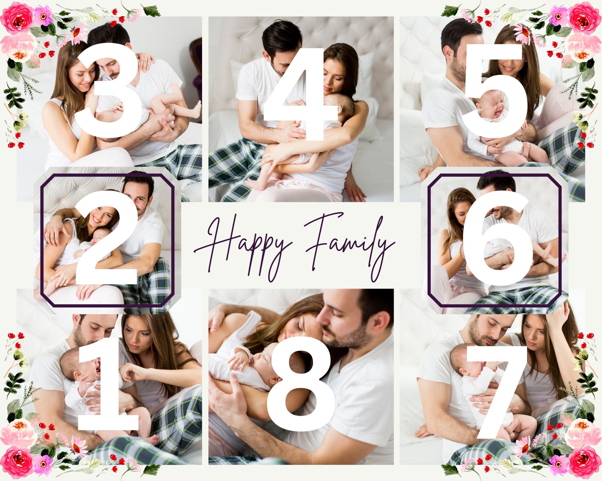 Tablou Canvas Personalizat cu 8 Poze Pentru Familie 