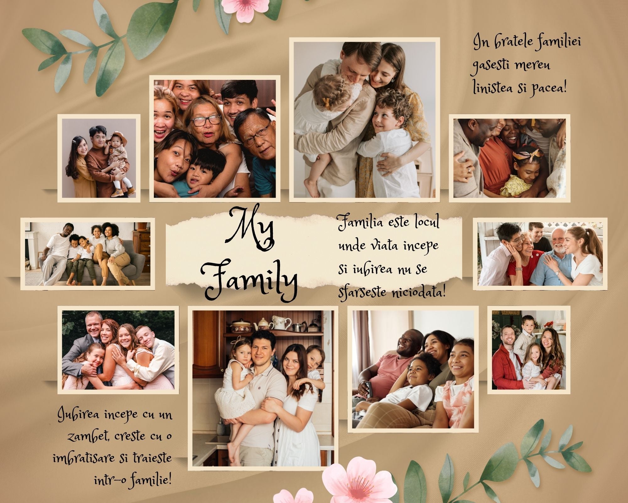 Tablou Canvas Personalizat cu 10 Poze Pentru Familie 