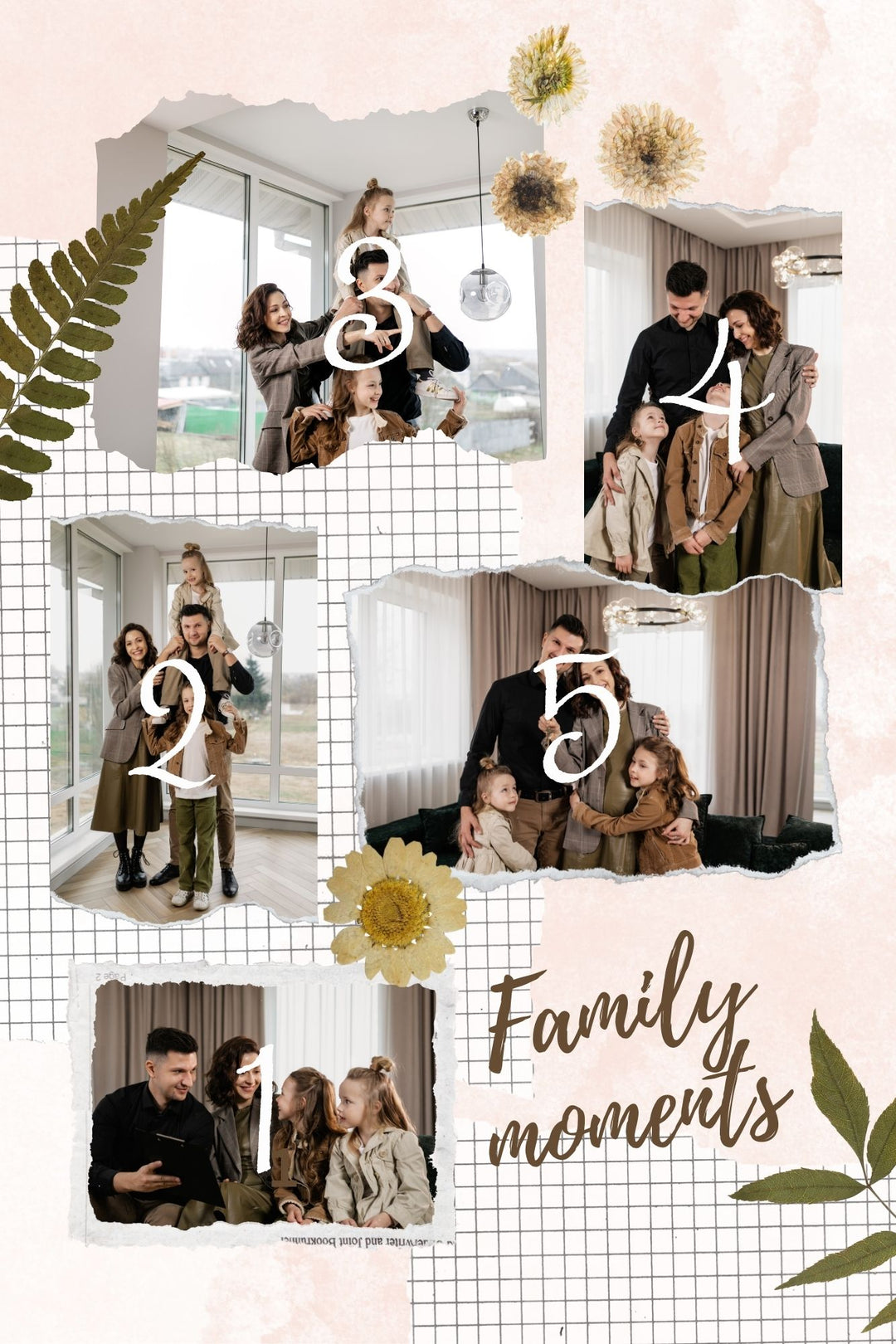 Personalisiertes Leinwandbild mit 5 Familienbildern "Familienmomente", PS103