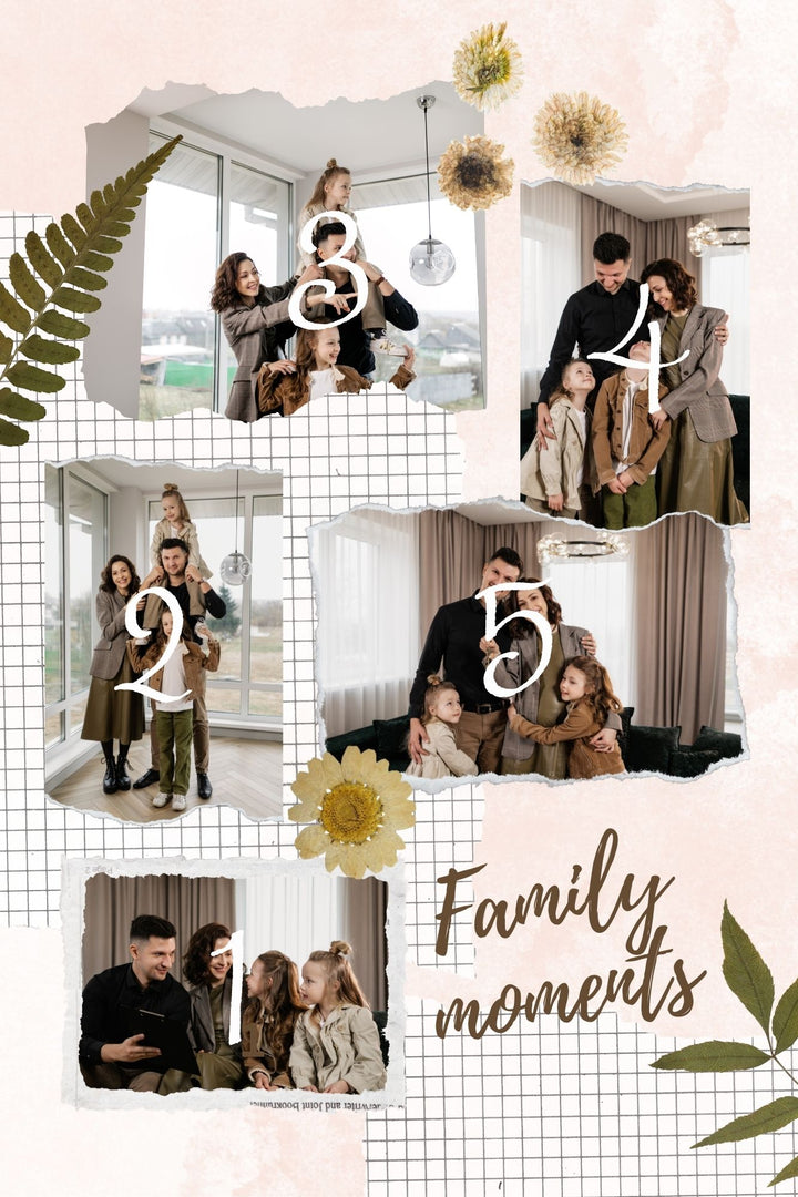 Personalisiertes Leinwandbild mit 5 Familienbildern "Familienmomente", PS103