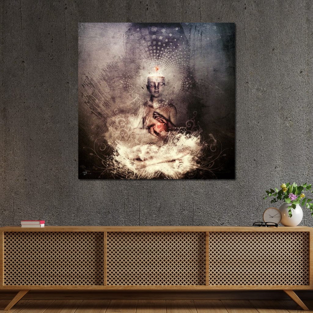 Tablou Canvas Premium LuxCanva® I119, Fiinta Cosmica, Buddha, Inima, Iluminare, Transcendenta, Pace Interioara, Esenta, Univers, Spiritualitate, Zen