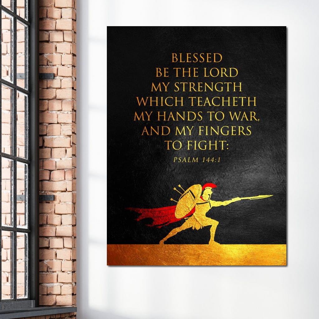 Tablou Canvas Premium LuxCanva® F1026, Curaj si Credinta , Biblic, Protectie, Razboi, Psalmi, Har, Living Room, Birou, Culori vibrante