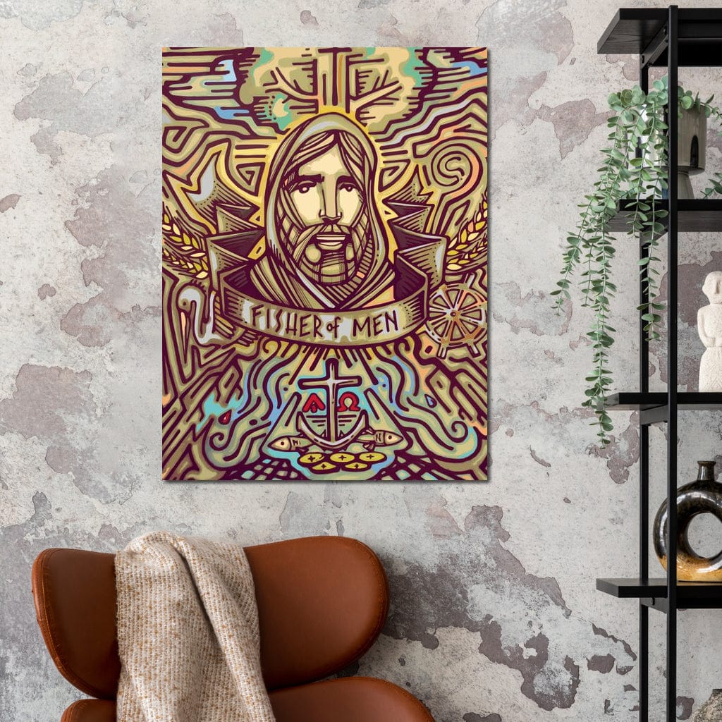 Tablou Canvas Premium LuxCanva® H1005, Iisus, Pastorul Oamenilor , Pescar, Icoana, Suflet, Speranta, Calauza, Ancora, Misticism, Religie, Living