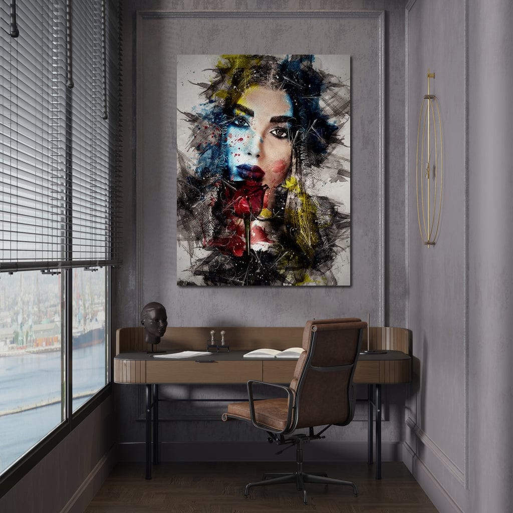 Tablou Canvas Premium, LuxCanva® G1091, Taina Unei Priviri, Trandafir, Ganduri, Privire, Expresie, Femeie, Revista, Pictura, Expozitie, Arta, Living, Dormitor