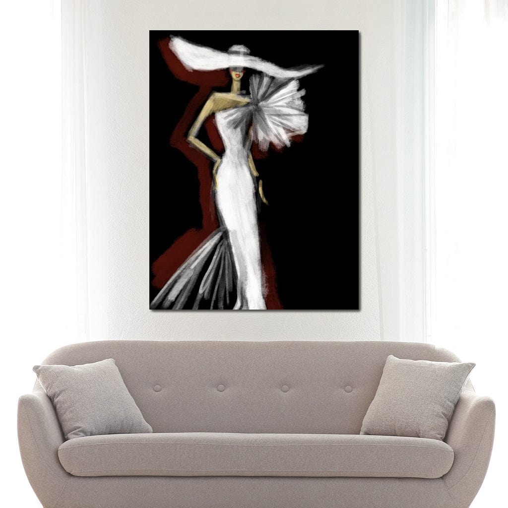 Tablou Canvas Premium, LuxCanva® G1113, Eleganta Absoluta, Catwalk, Alb, Stil, Glamour, Eleganta, Couture, Chic, Diva, Rochie, Living, Dormitor