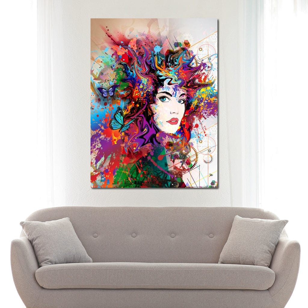 Tablou Canvas Premium, LuxCanva® G1081, Energia Creativitatii, Explozie, Culoare, Haos, Femeie, Privire, Artistic, Expozitie, Living, Dormitor