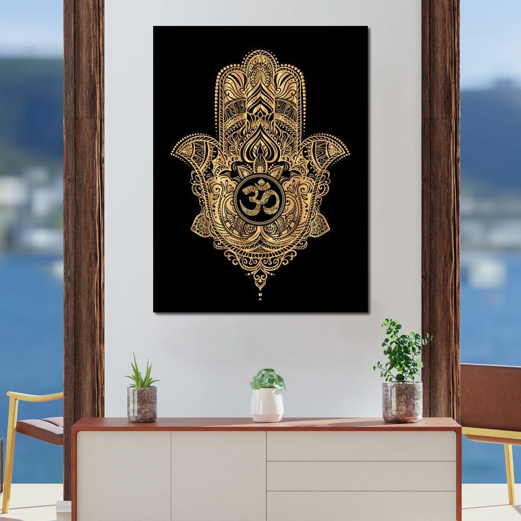 Tablou Canvas Premium LuxCanva® I101, Hamsa Sacra, Protectie, Spiritualitate, Noroc, Talisman, Eleganta, Fatima, Mana, Energie Pozitiva, Meditatie, Living, Dormitor