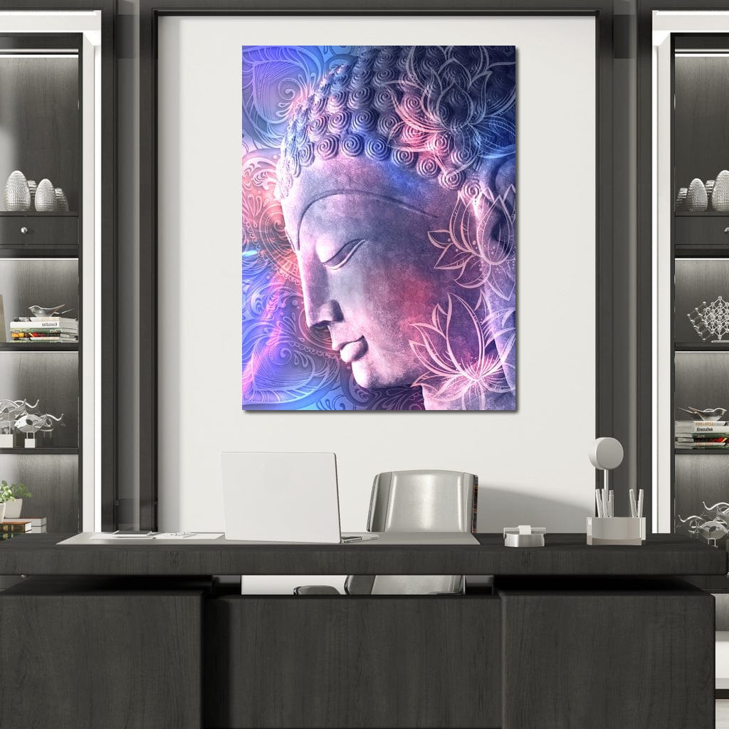Tablou Canvas Premium, LuxCanva® I113, Buddha Cosmic, Meditatie, Zen, Profil, Lotus, Cosmos, Armonie, Spiritualitate, Relaxare, Energie, Univers