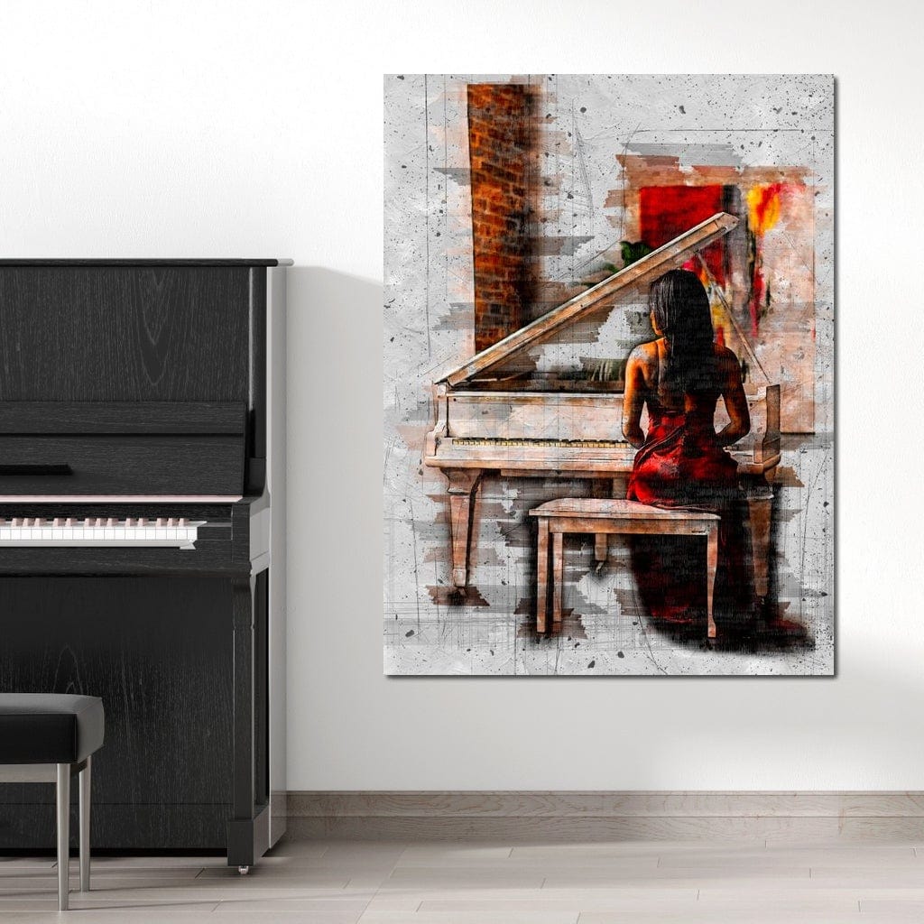 Tablou Canvas Premium LuxCanva® G1047, Pianista in Rosu