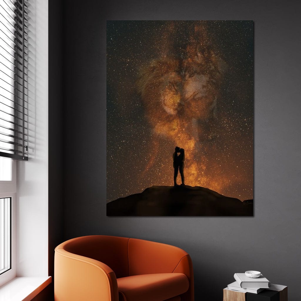 Tablou Canvas Premium LuxCanva® E1027, Iubire Dincolo de Stele, Astral, Cosmic, Univers, Indragostiti, Destin, Living Room, Culori vibrante