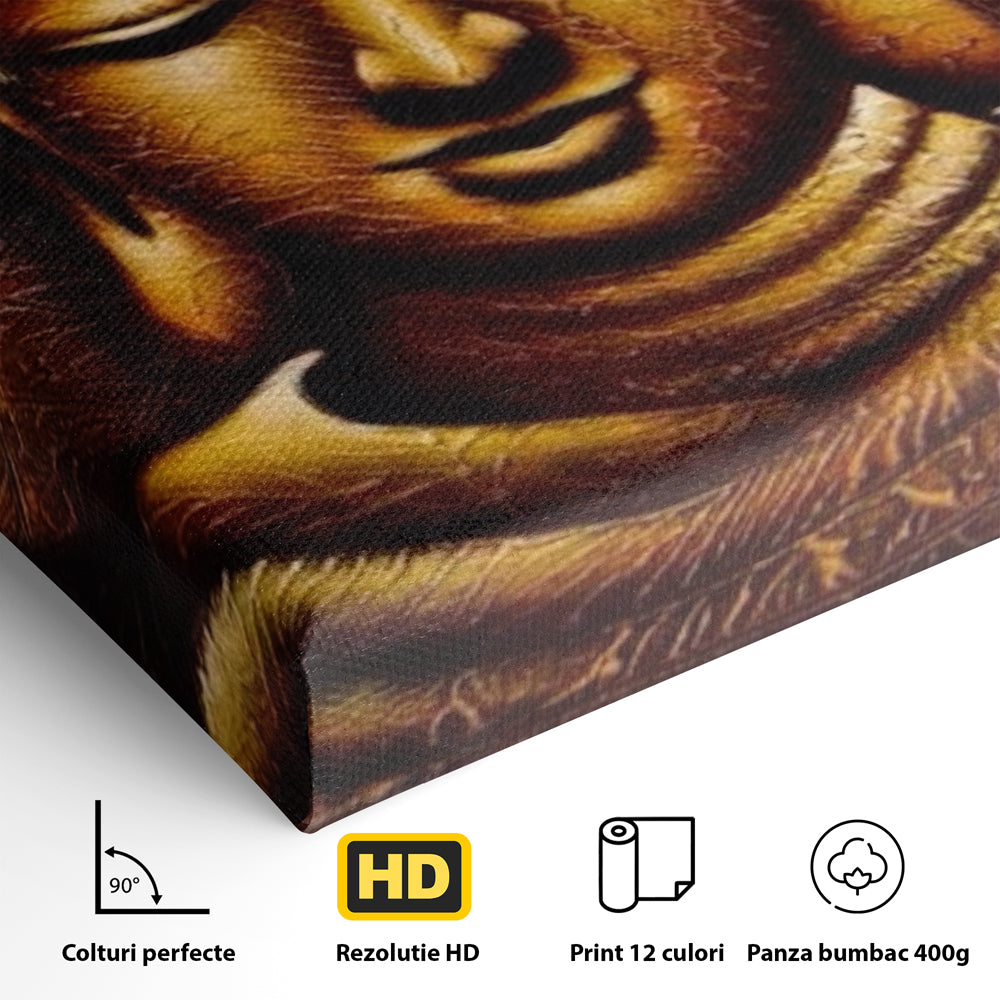 Leinwandbilder Premium LuxCanva® I102, Goldene Gelassenheit, Buddha, Zen, Stille, Meditation, Gold, Golden, Balance, Erleuchtung, Positive Energie, Spiritualität, Wohnen, Schlafzimmer