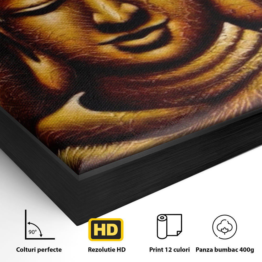 Leinwandbilder Premium LuxCanva® I102, Goldene Gelassenheit, Buddha, Zen, Stille, Meditation, Gold, Golden, Balance, Erleuchtung, Positive Energie, Spiritualität, Wohnen, Schlafzimmer