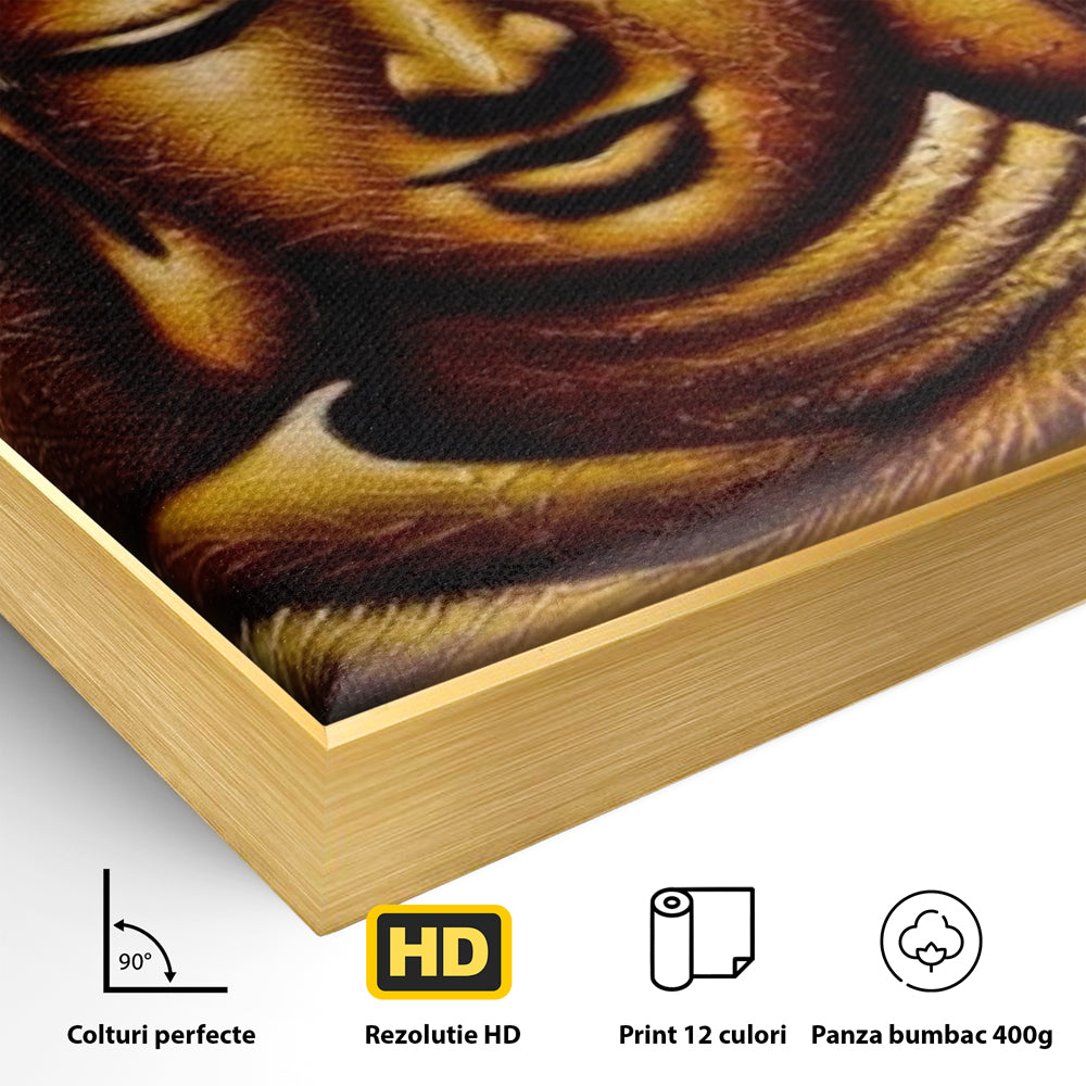 Leinwandbilder Premium LuxCanva® I102, Goldene Gelassenheit, Buddha, Zen, Stille, Meditation, Gold, Golden, Balance, Erleuchtung, Positive Energie, Spiritualität, Wohnen, Schlafzimmer