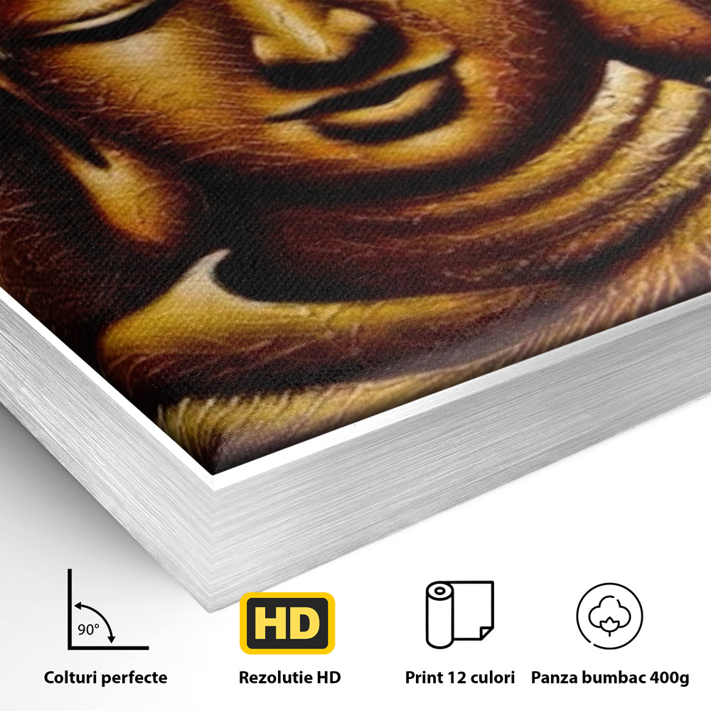 Leinwandbilder Premium LuxCanva® I102, Goldene Gelassenheit, Buddha, Zen, Stille, Meditation, Gold, Golden, Balance, Erleuchtung, Positive Energie, Spiritualität, Wohnen, Schlafzimmer