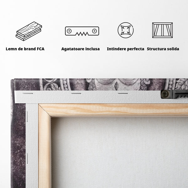 Tablou Canvas Premium LuxCanva® I103, Serenitate in Alb si Negru, Buddha, Zen, Meditatie, Spiritualitate, Liniste, Armonie, Echilibru, Iluminare, Living, Dormitor