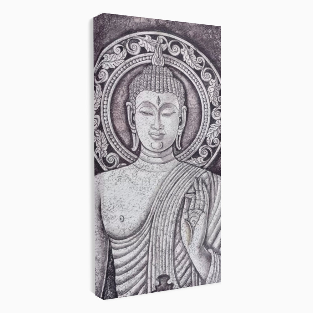 Tablou Canvas Premium LuxCanva® I103, Serenitate in Alb si Negru, Buddha, Zen, Meditatie, Spiritualitate, Liniste, Armonie, Echilibru, Iluminare, Living, Dormitor