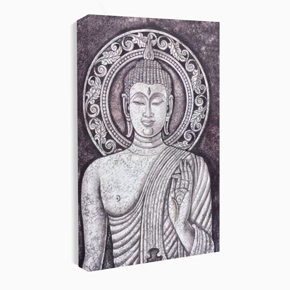 Tablou Canvas Premium LuxCanva® I103, Serenitate in Alb si Negru, Buddha, Zen, Meditatie, Spiritualitate, Liniste, Armonie, Echilibru, Iluminare, Living, Dormitor