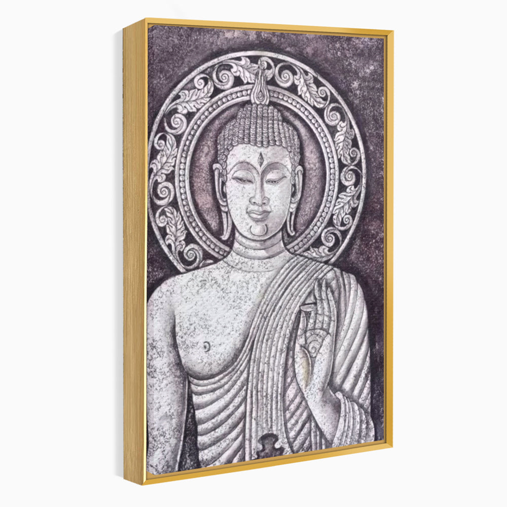 Tablou Canvas Premium LuxCanva® I103, Serenitate in Alb si Negru, Buddha, Zen, Meditatie, Spiritualitate, Liniste, Armonie, Echilibru, Iluminare, Living, Dormitor
