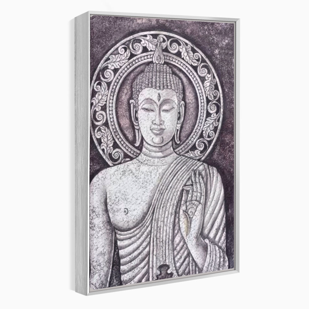 Tablou Canvas Premium LuxCanva® I103, Serenitate in Alb si Negru, Buddha, Zen, Meditatie, Spiritualitate, Liniste, Armonie, Echilibru, Iluminare, Living, Dormitor