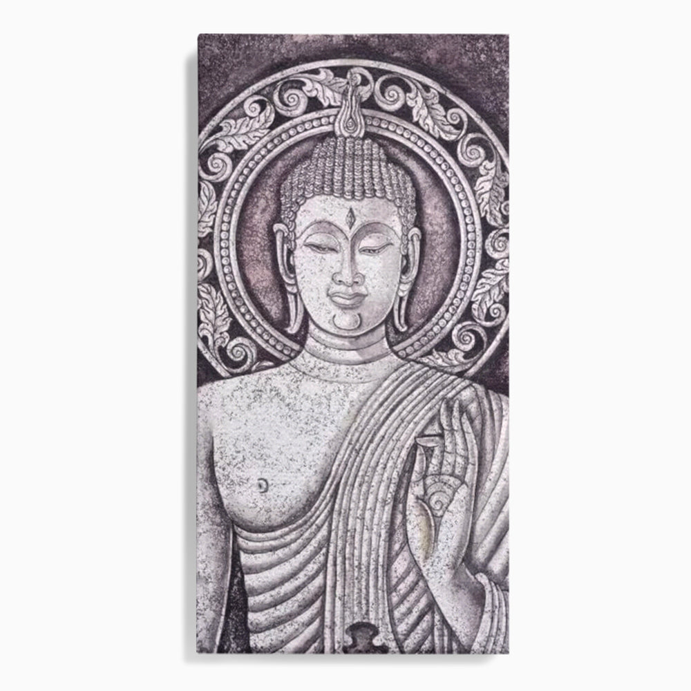 Tablou Canvas Premium LuxCanva® I103, Serenitate in Alb si Negru, Buddha, Zen, Meditatie, Spiritualitate, Liniste, Armonie, Echilibru, Iluminare, Living, Dormitor