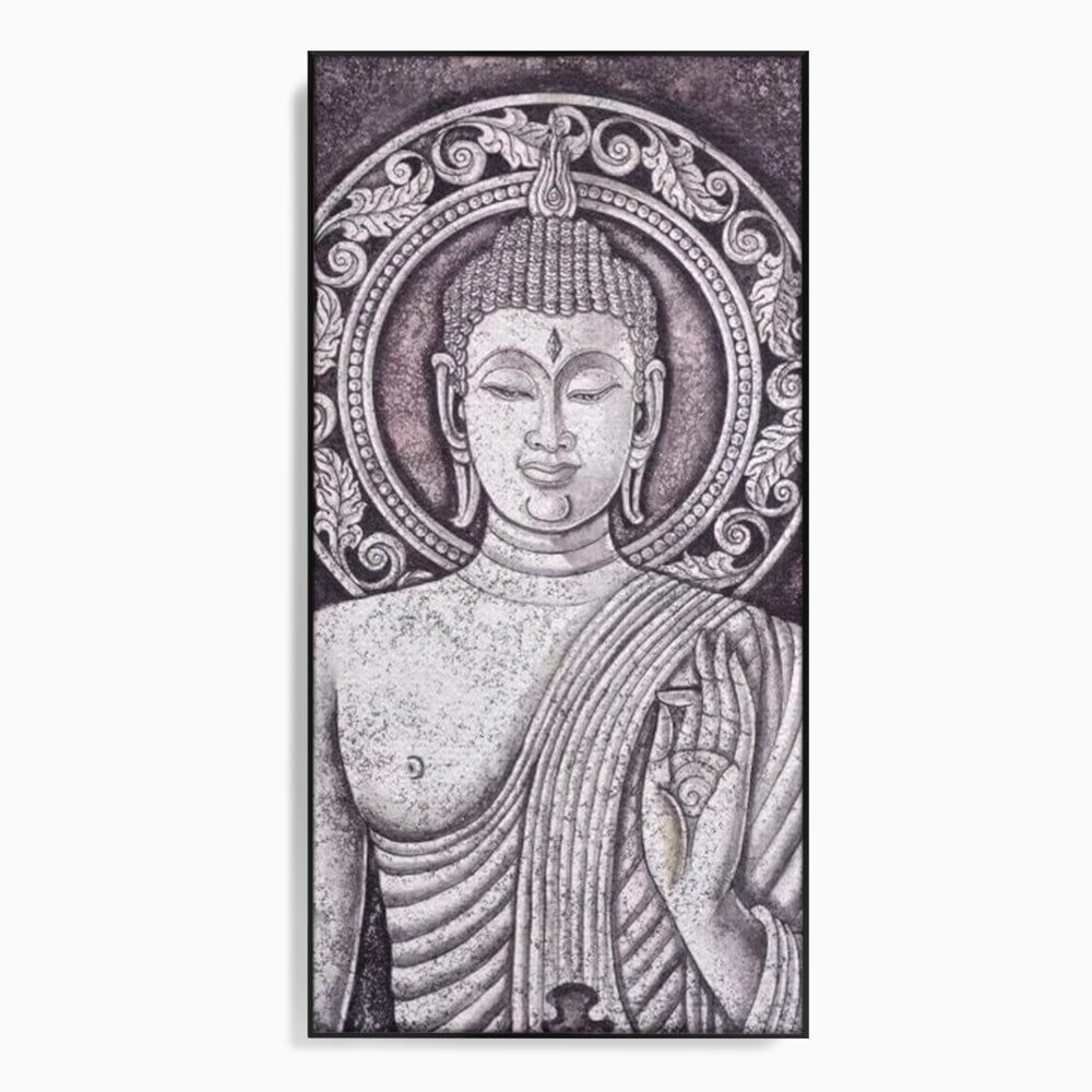 Tablou Canvas Premium LuxCanva® I103, Serenitate in Alb si Negru, Buddha, Zen, Meditatie, Spiritualitate, Liniste, Armonie, Echilibru, Iluminare, Living, Dormitor