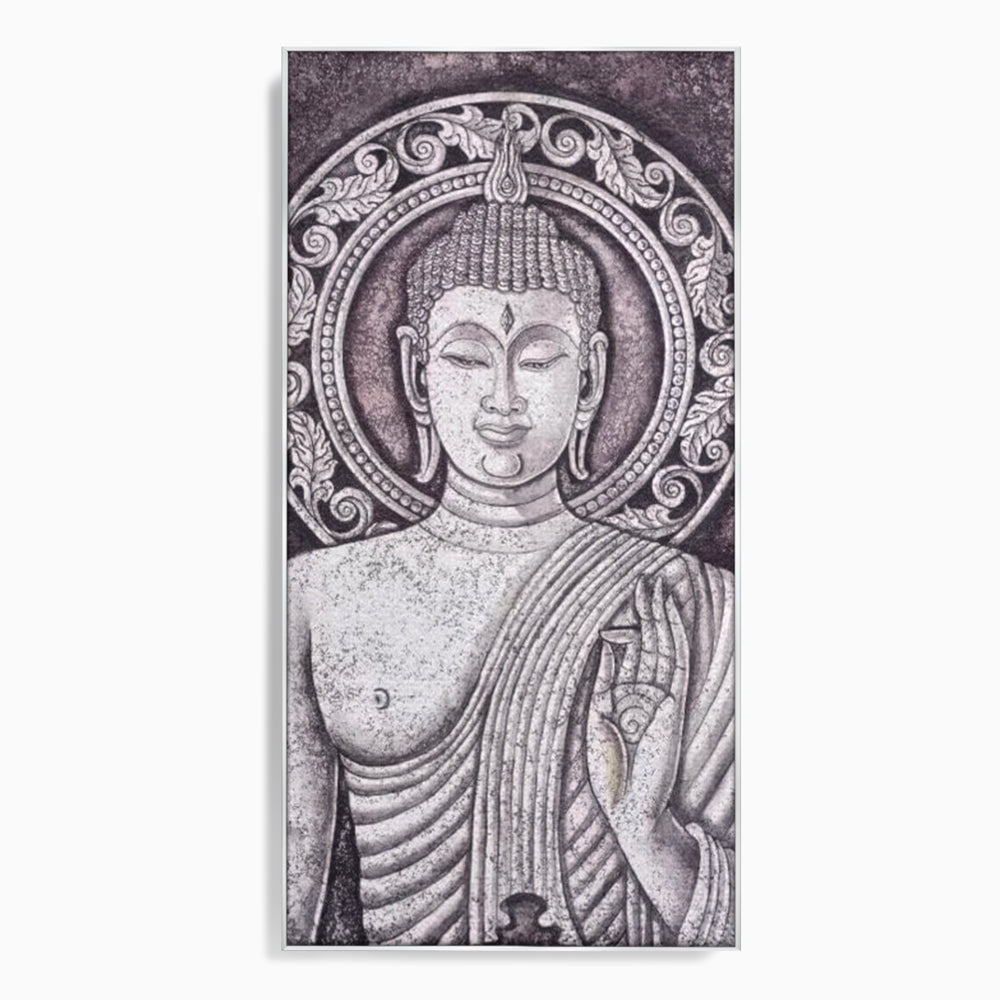 Tablou Canvas Premium LuxCanva® I103, Serenitate in Alb si Negru, Buddha, Zen, Meditatie, Spiritualitate, Liniste, Armonie, Echilibru, Iluminare, Living, Dormitor