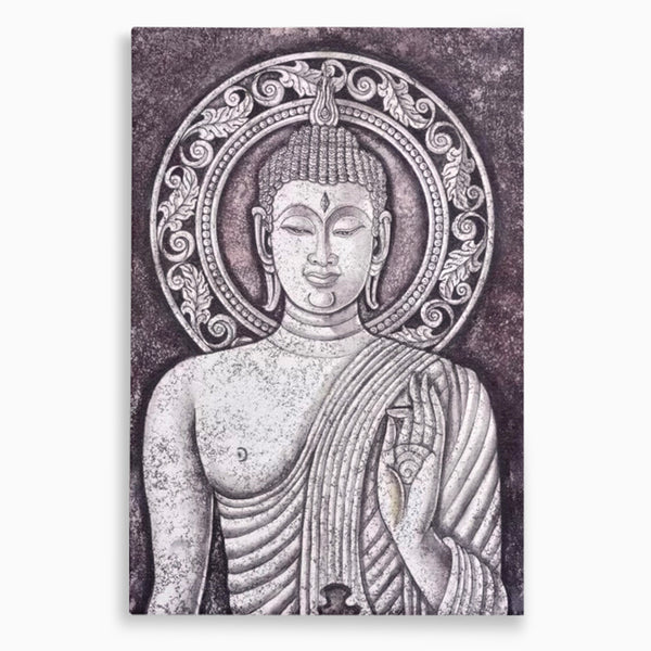 Tablou Canvas Premium LuxCanva® I103, Serenitate in Alb si Negru, Buddha, Zen, Meditatie, Spiritualitate, Liniste, Armonie, Echilibru, Iluminare, Living, Dormitor