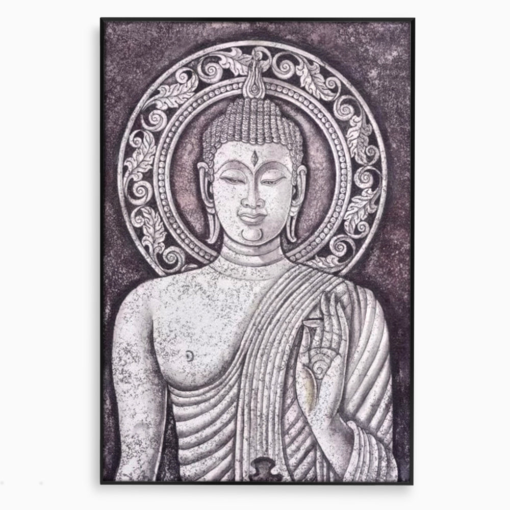 Tablou Canvas Premium LuxCanva® I103, Serenitate in Alb si Negru, Buddha, Zen, Meditatie, Spiritualitate, Liniste, Armonie, Echilibru, Iluminare, Living, Dormitor