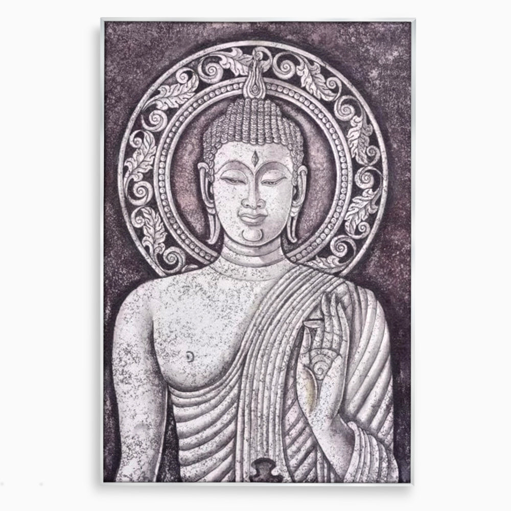 Tablou Canvas Premium LuxCanva® I103, Serenitate in Alb si Negru, Buddha, Zen, Meditatie, Spiritualitate, Liniste, Armonie, Echilibru, Iluminare, Living, Dormitor