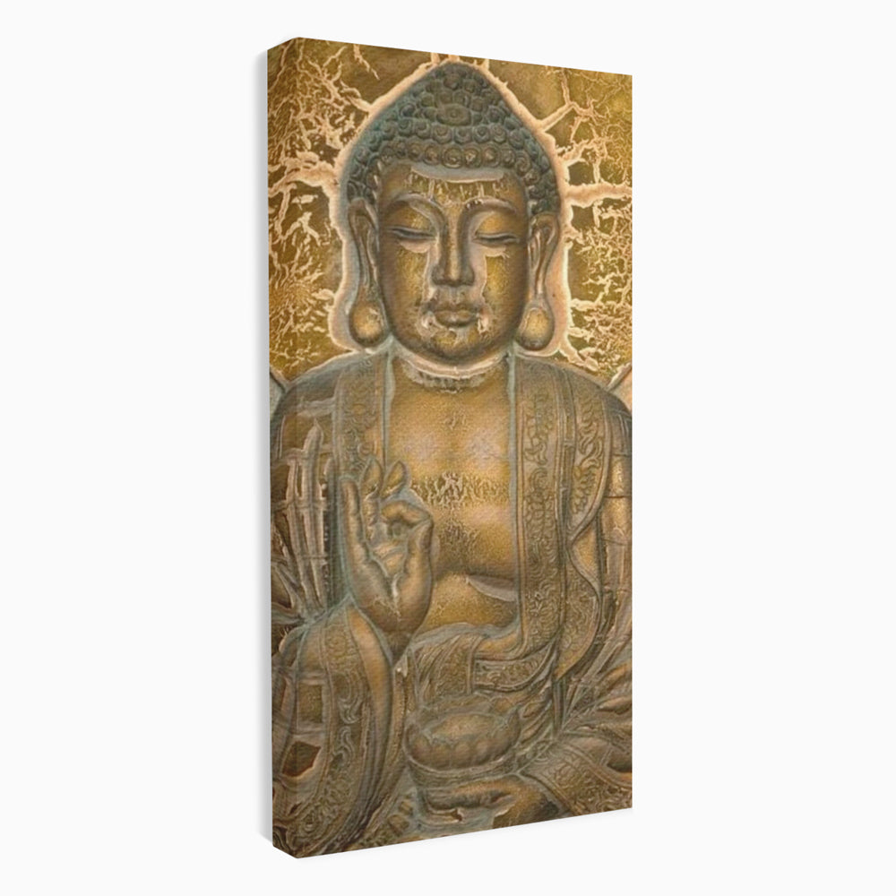 Tablou Canvas Premium LuxCanva® I104, Aur si Intelepciune, Buddha, Aur, Zen, Meditatie, Pace, Liniste, Echilibru, Energie, Spiritualitate, Lotus, Living, Dormitor