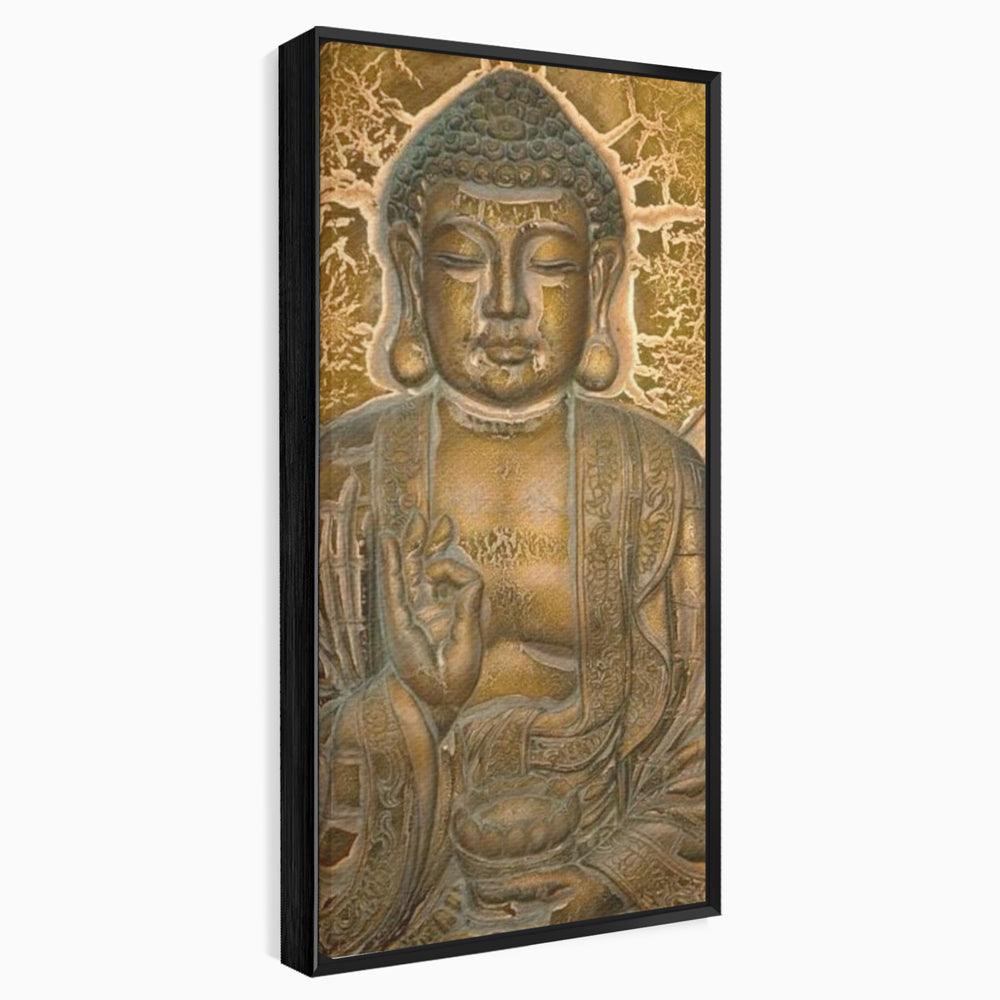 Tablou Canvas Premium LuxCanva® I104, Aur si Intelepciune, Buddha, Aur, Zen, Meditatie, Pace, Liniste, Echilibru, Energie, Spiritualitate, Lotus, Living, Dormitor