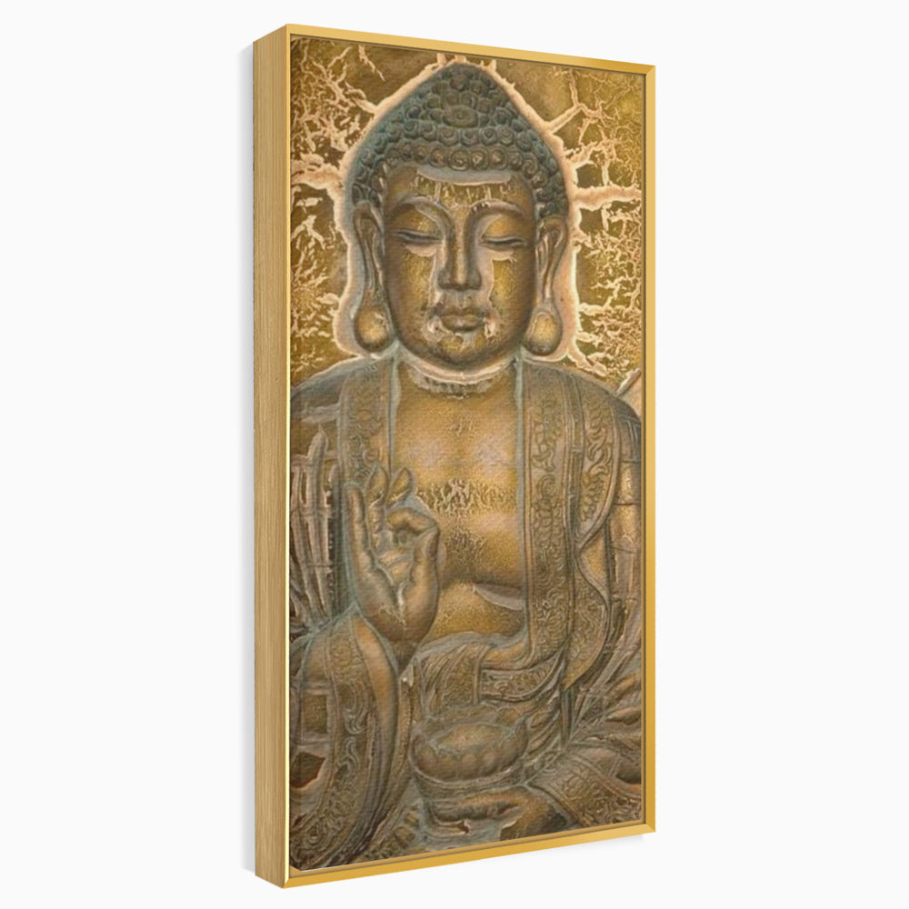 Tablou Canvas Premium LuxCanva® I104, Aur si Intelepciune, Buddha, Aur, Zen, Meditatie, Pace, Liniste, Echilibru, Energie, Spiritualitate, Lotus, Living, Dormitor