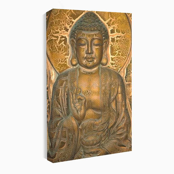 Tablou Canvas Premium LuxCanva® I104, Aur si Intelepciune, Buddha, Aur, Zen, Meditatie, Pace, Liniste, Echilibru, Energie, Spiritualitate, Lotus, Living, Dormitor