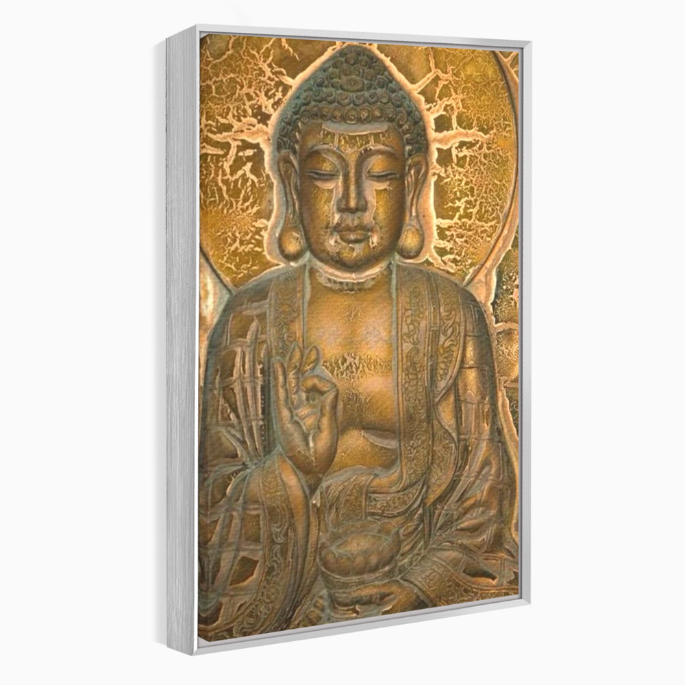 Tablou Canvas Premium LuxCanva® I104, Aur si Intelepciune, Buddha, Aur, Zen, Meditatie, Pace, Liniste, Echilibru, Energie, Spiritualitate, Lotus, Living, Dormitor