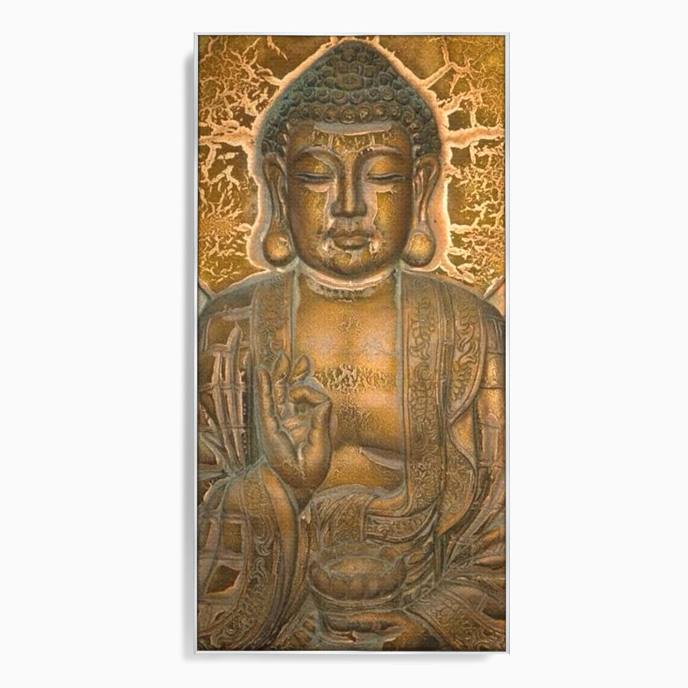 Tablou Canvas Premium LuxCanva® I104, Aur si Intelepciune, Buddha, Aur, Zen, Meditatie, Pace, Liniste, Echilibru, Energie, Spiritualitate, Lotus, Living, Dormitor
