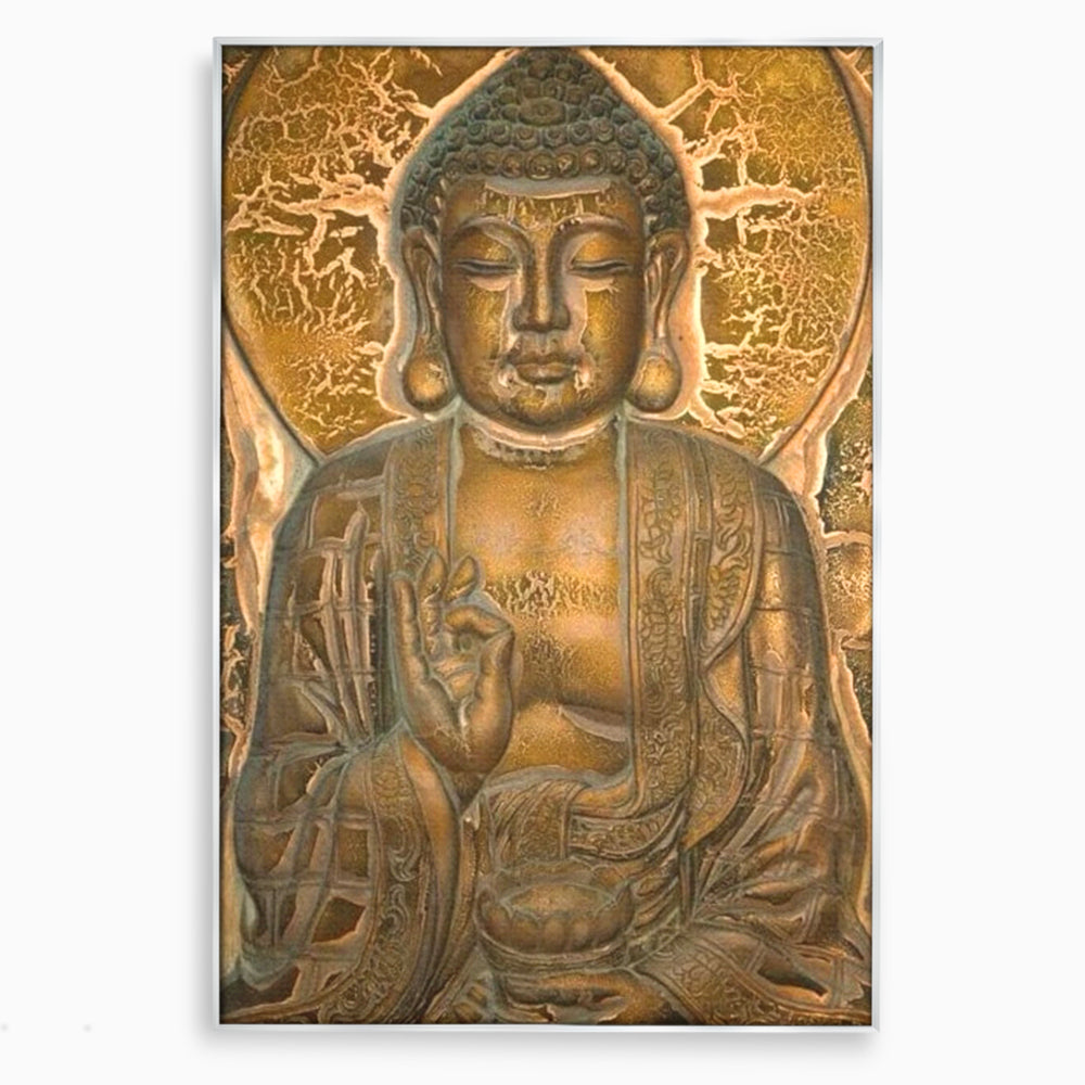 Tablou Canvas Premium LuxCanva® I104, Aur si Intelepciune, Buddha, Aur, Zen, Meditatie, Pace, Liniste, Echilibru, Energie, Spiritualitate, Lotus, Living, Dormitor