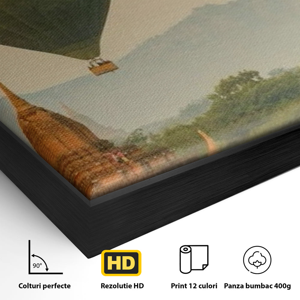 Tablou Canvas Premium LuxCanva® I105, Povestea Templelor, Balon, Templu, Calatorie, Natura, Bagan, Aventura, Zen, Magie, Myanmar, Istorie, Living, Dormitor