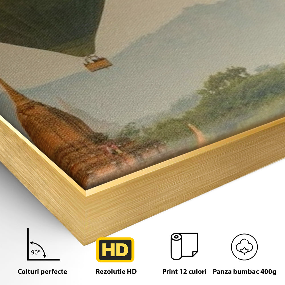 Tablou Canvas Premium LuxCanva® I105, Povestea Templelor, Balon, Templu, Calatorie, Natura, Bagan, Aventura, Zen, Magie, Myanmar, Istorie, Living, Dormitor