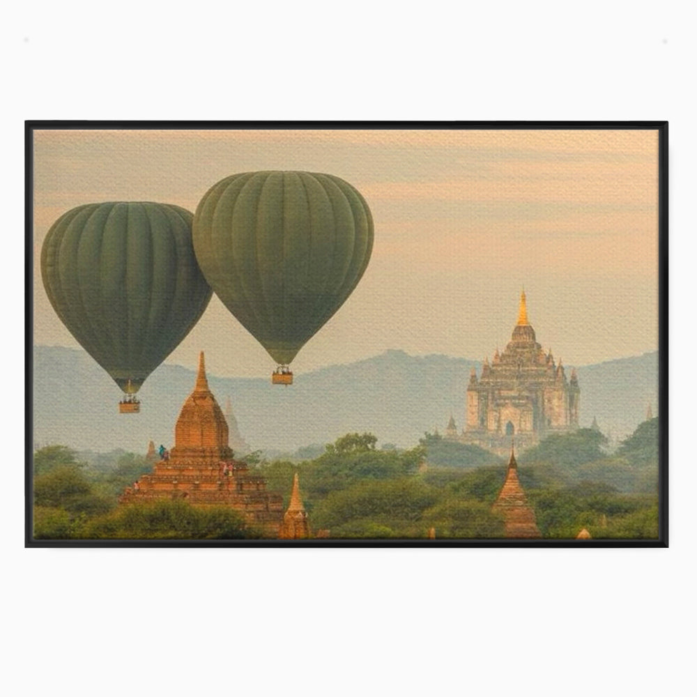 Tablou Canvas Premium LuxCanva® I105, Povestea Templelor, Balon, Templu, Calatorie, Natura, Bagan, Aventura, Zen, Magie, Myanmar, Istorie, Living, Dormitor