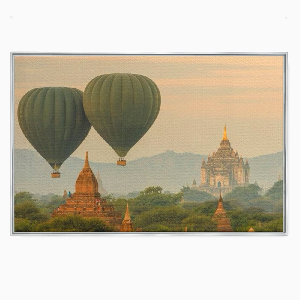 Tablou Canvas Premium LuxCanva® I105, Povestea Templelor, Balon, Templu, Calatorie, Natura, Bagan, Aventura, Zen, Magie, Myanmar, Istorie, Living, Dormitor