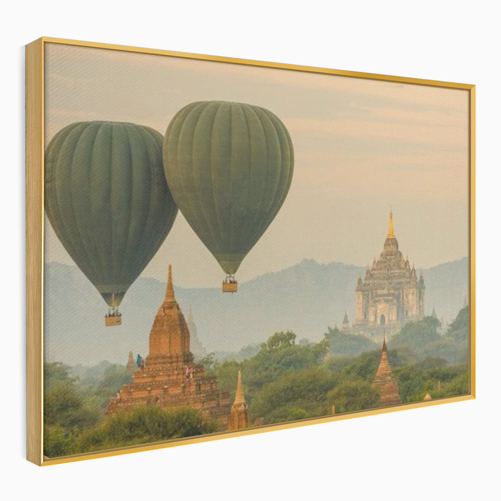 Tablou Canvas Premium LuxCanva® I105, Povestea Templelor, Balon, Templu, Calatorie, Natura, Bagan, Aventura, Zen, Magie, Myanmar, Istorie, Living, Dormitor