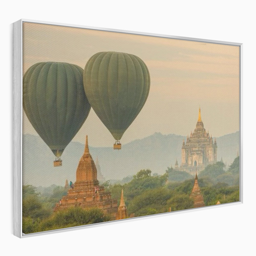 Tablou Canvas Premium LuxCanva® I105, Povestea Templelor, Balon, Templu, Calatorie, Natura, Bagan, Aventura, Zen, Magie, Myanmar, Istorie, Living, Dormitor