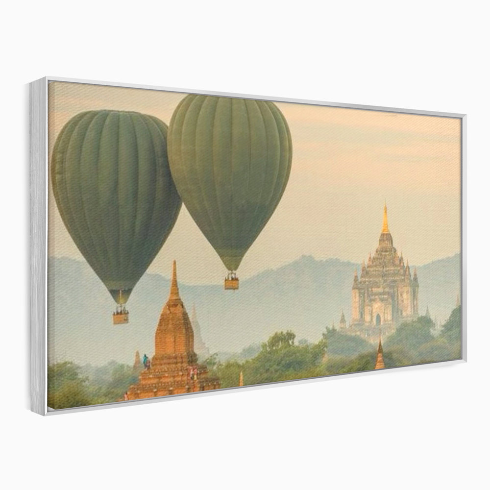 Tablou Canvas Premium LuxCanva® I105, Povestea Templelor, Balon, Templu, Calatorie, Natura, Bagan, Aventura, Zen, Magie, Myanmar, Istorie, Living, Dormitor