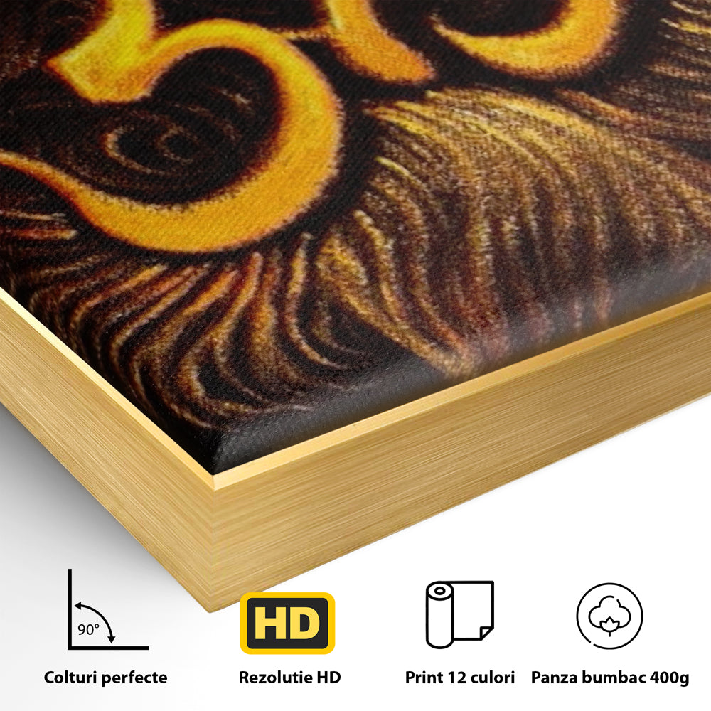Leinwandbilder Premium LuxCanva® I106, Die Kraft des OM, Meditation, Zen, Spiritualität, Energie, Vibration, Chakra, Universum, Gold, Erleuchtung, Heiliges Symbol, Wohnen, Schlafzimmer