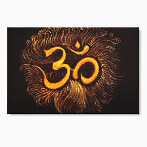 Leinwandbilder Premium LuxCanva® I106, Die Kraft des OM, Meditation, Zen, Spiritualität, Energie, Vibration, Chakra, Universum, Gold, Erleuchtung, Heiliges Symbol, Wohnen, Schlafzimmer