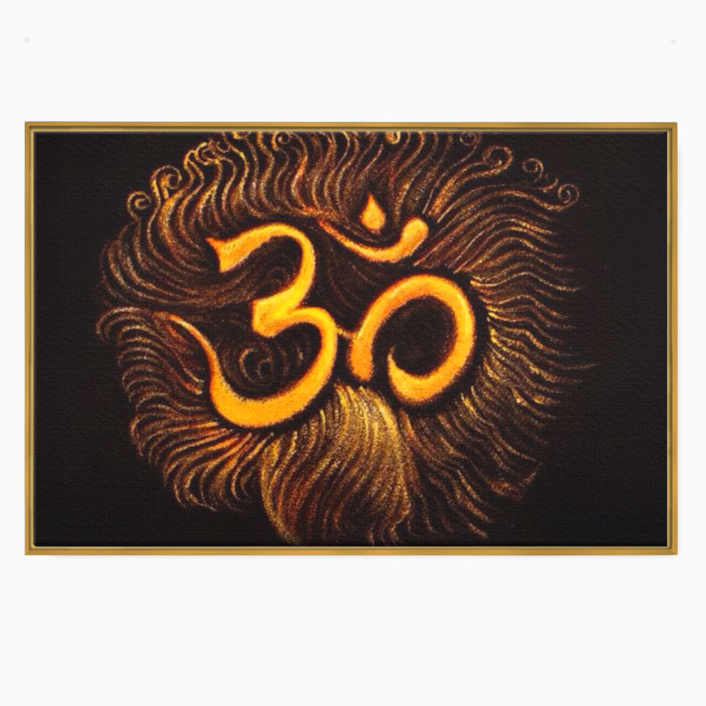 Leinwandbilder Premium LuxCanva® I106, Die Kraft des OM, Meditation, Zen, Spiritualität, Energie, Vibration, Chakra, Universum, Gold, Erleuchtung, Heiliges Symbol, Wohnen, Schlafzimmer
