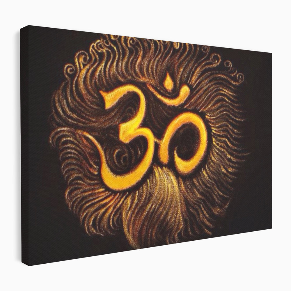 Leinwandbilder Premium LuxCanva® I106, Die Kraft des OM, Meditation, Zen, Spiritualität, Energie, Vibration, Chakra, Universum, Gold, Erleuchtung, Heiliges Symbol, Wohnen, Schlafzimmer