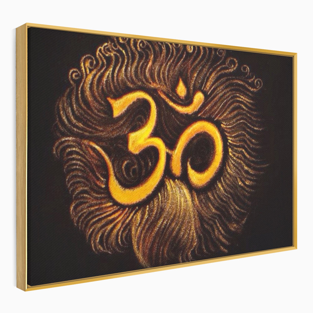 Leinwandbilder Premium LuxCanva® I106, Die Kraft des OM, Meditation, Zen, Spiritualität, Energie, Vibration, Chakra, Universum, Gold, Erleuchtung, Heiliges Symbol, Wohnen, Schlafzimmer