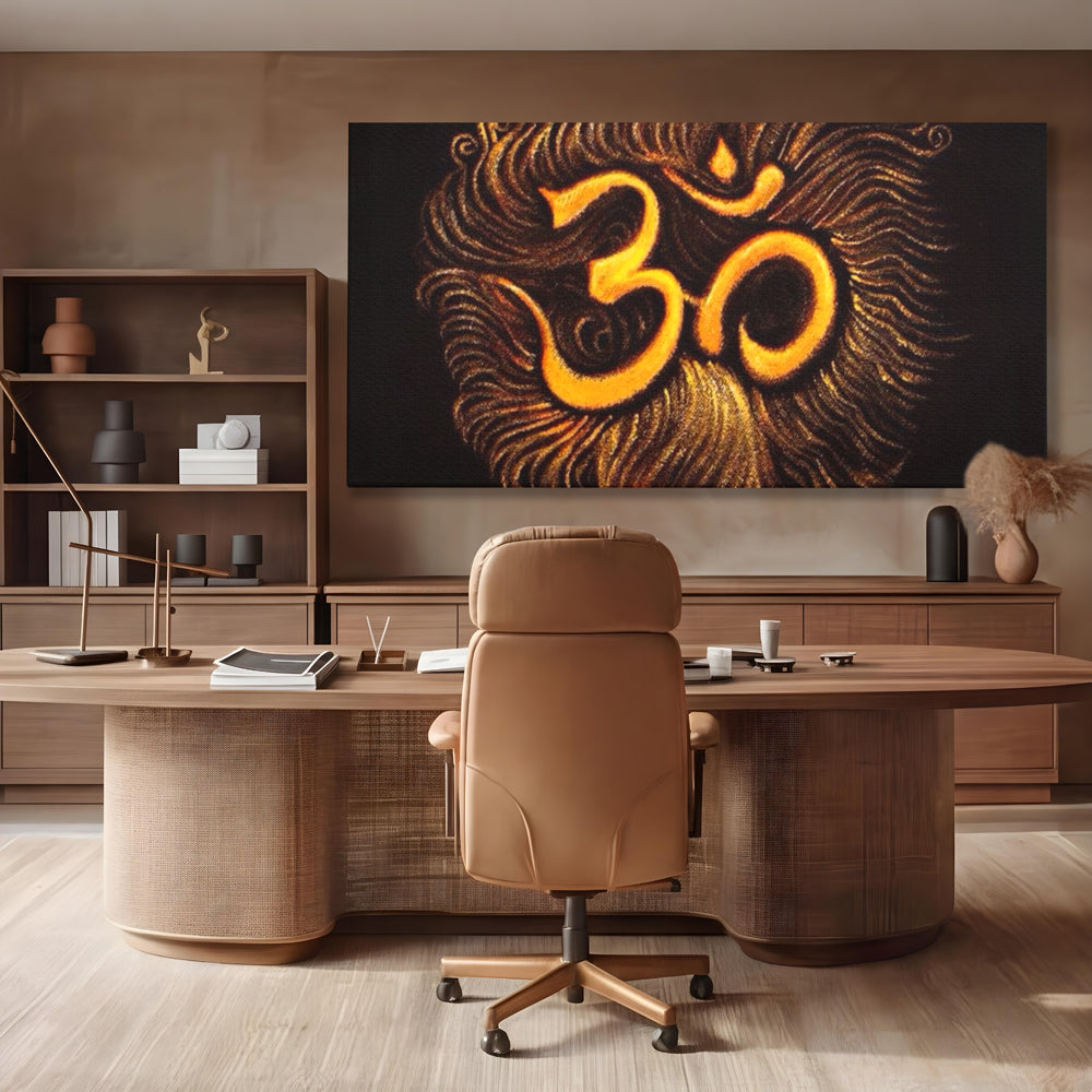 Leinwandbilder Premium LuxCanva® I106, Die Kraft des OM, Meditation, Zen, Spiritualität, Energie, Vibration, Chakra, Universum, Gold, Erleuchtung, Heiliges Symbol, Wohnen, Schlafzimmer