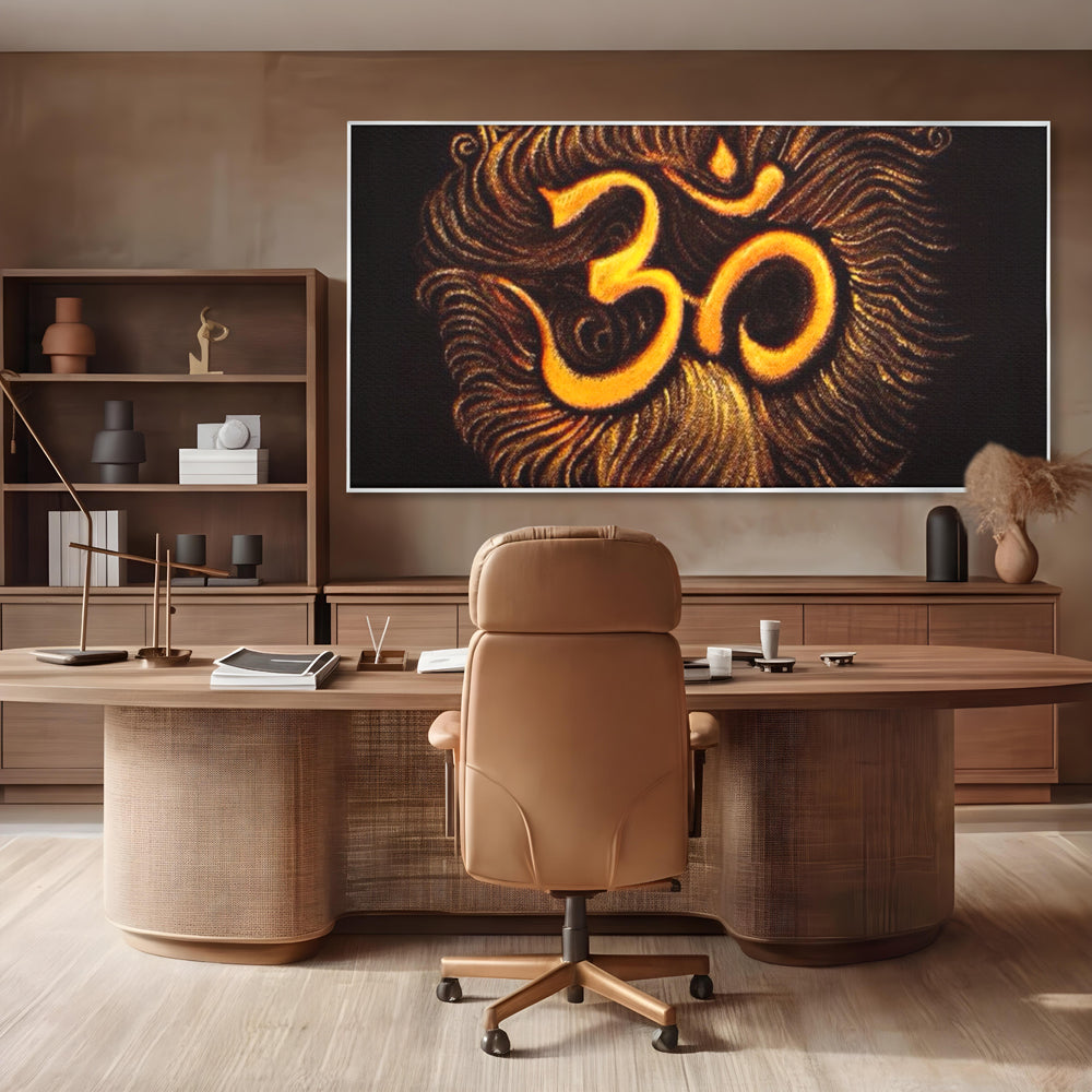 Leinwandbilder Premium LuxCanva® I106, Die Kraft des OM, Meditation, Zen, Spiritualität, Energie, Vibration, Chakra, Universum, Gold, Erleuchtung, Heiliges Symbol, Wohnen, Schlafzimmer